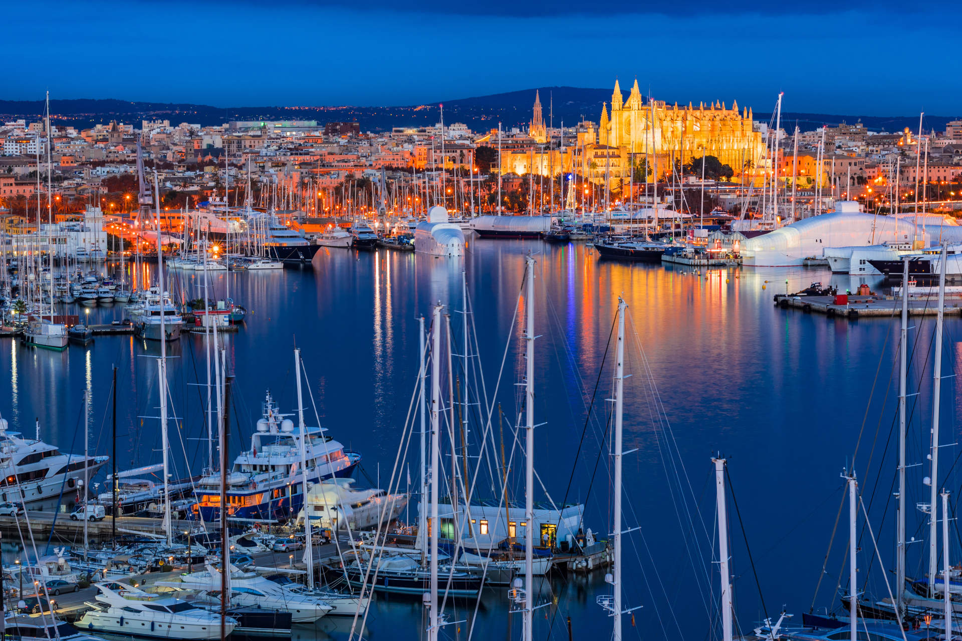 Mallorca Hafen bei Nacht